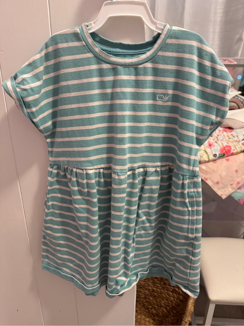 Vineyard Vines Striped Aqua & White Toddler Dress 3T